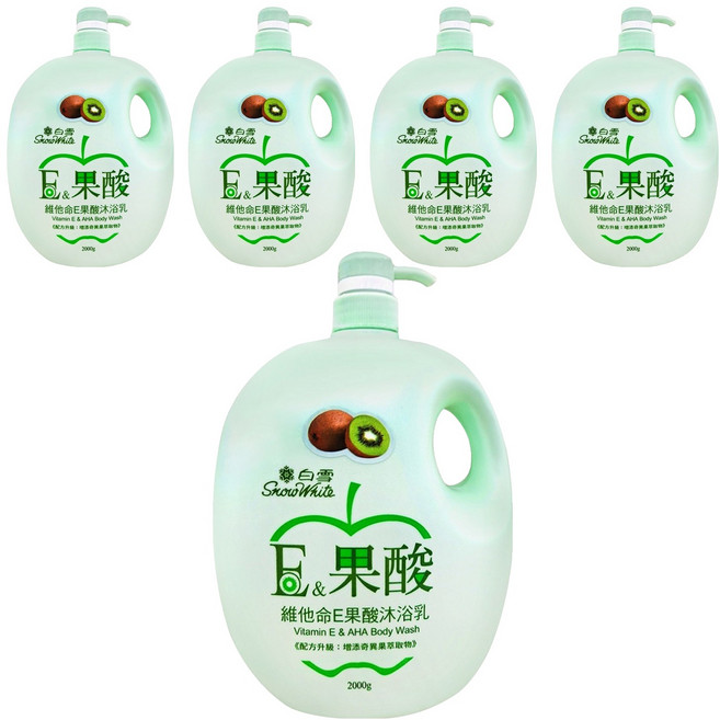 Snow White 白雪 維他命E&果酸沐浴乳 奇異果, 2kg, 5瓶