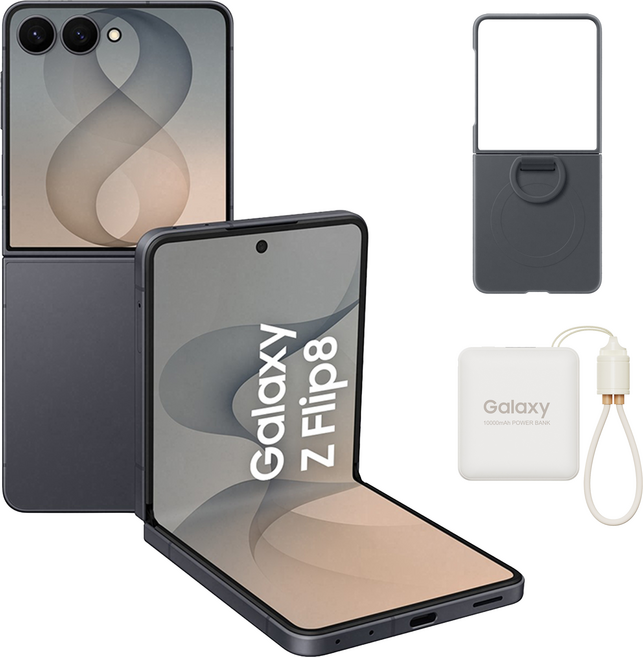 Samsung 三星 Galaxy Z Flip8 智慧型手機 附手機殼 顏色隨機 + 行動電源 10000mAh, 石墨灰, 512GB
