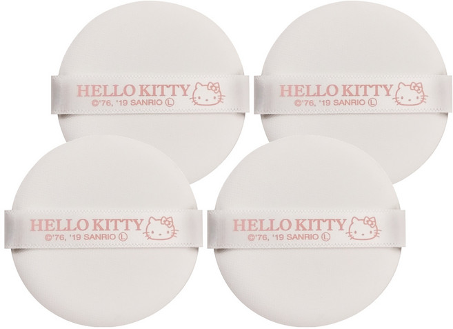 Hello Kitty 凱蒂貓 液態粉底用粉撲, 白色, 4個