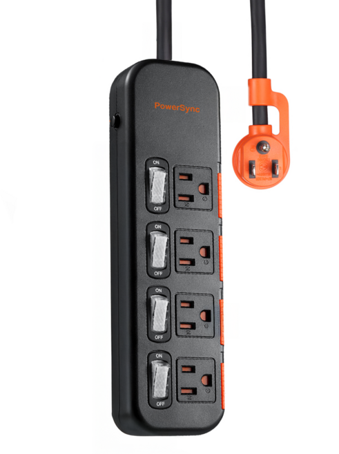 PowerSync 群加 TS4DC445 4開4插滑蓋防塵防雷擊延長線 2孔 23 x 6.5 x 3.2cm, 1組