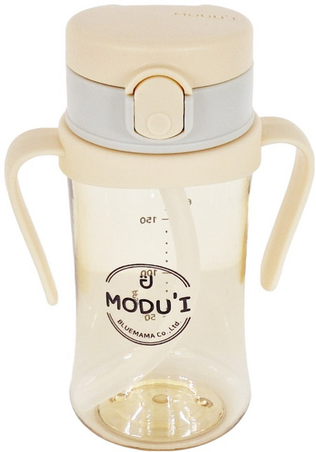 MODU'I BLUEMAMA 幼兒彈蓋PPSU防漏學習杯, 奶油黃, 260ml, 1個