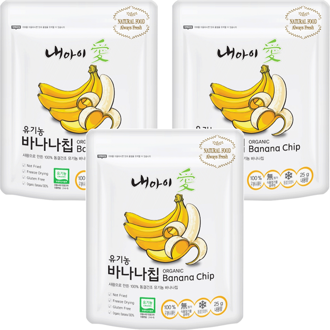 Naeiae 香蕉水果乾, 25g, 3包
