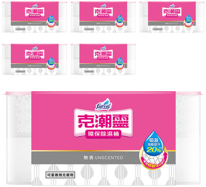 farcent 花仙子 克潮靈環保除濕桶 無香, 6個, 350g