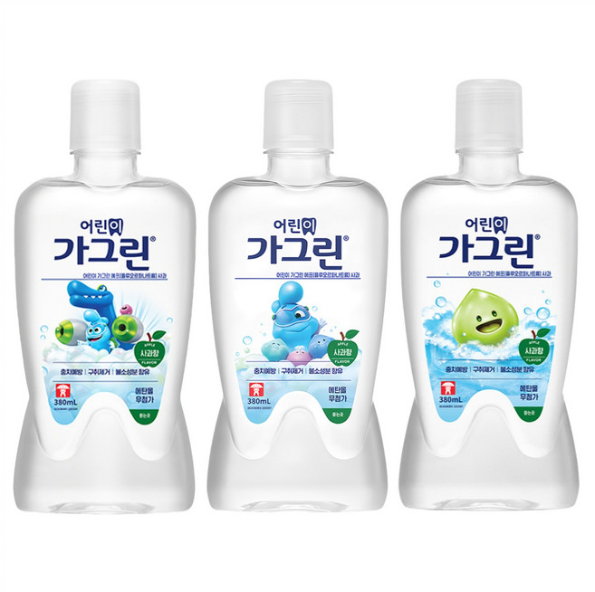 Garglin 兒童漱口水 蘋果香 6歲以上, 380ml, 3瓶