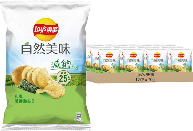 Lay's 樂事 自然美味和風薄鹽海苔口味洋芋片, 70g, 12包