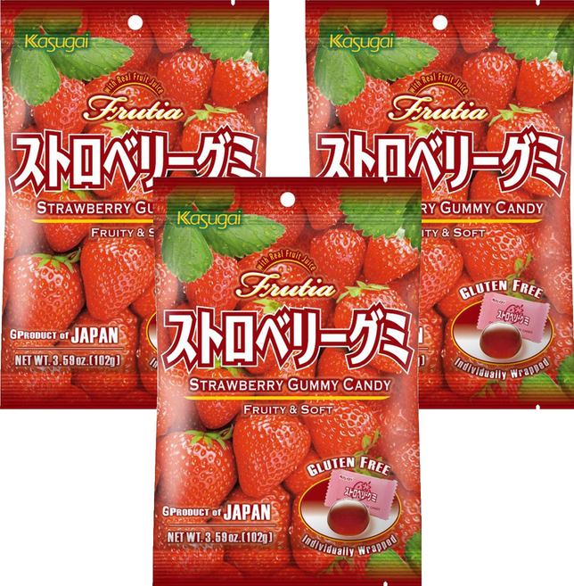 Kasugai 春日井 果汁軟糖 草莓味, 102g, 3袋
