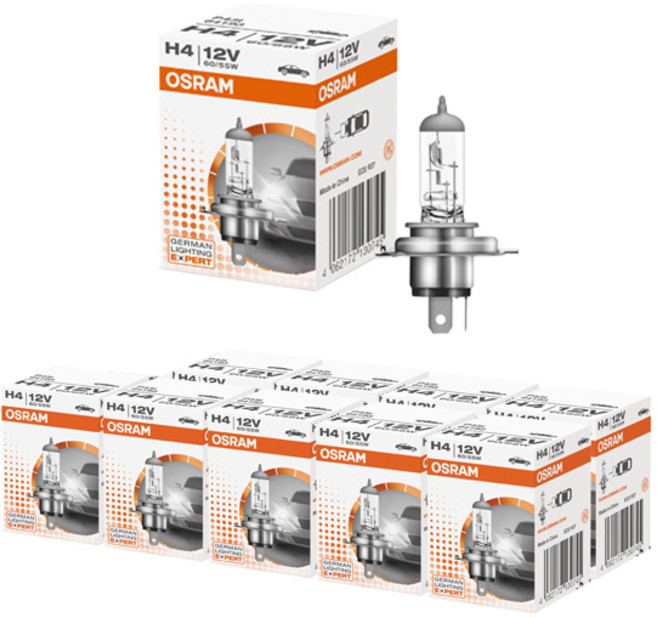 OSRAM 歐司朗 經典原廠鹵素燈泡, 10個, H4
