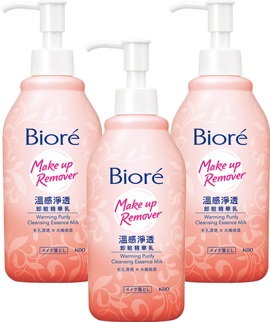 Biore 蜜妮 台灣公司貨 溫感淨透卸粧精華乳, 200ml, 3瓶