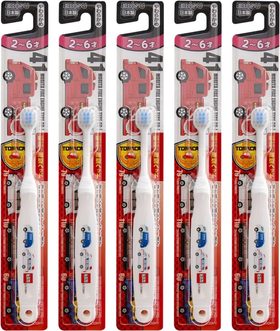 EBiSU 惠百施 TOMICA 兒童牙刷 2~6歲, 顏色隨機, 1入, 5支