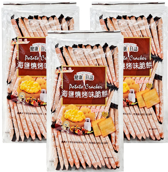 HEALTH DAILY 健康日誌 海鹽燒烤味脆餅, 408g, 3袋
