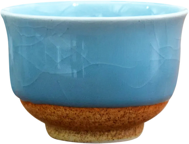 藍釉開片湯吞杯, 藍釉, 1個