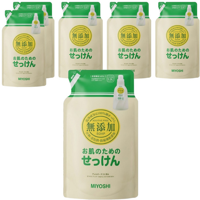 MIYOSHI 無添加 洗衣精 補充包, 1L, 6包