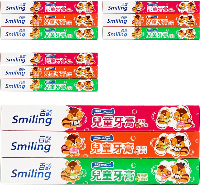 Smiling 百齡 兒童牙膏 水蜜桃 草莓 青蘋果, 50g, 12條