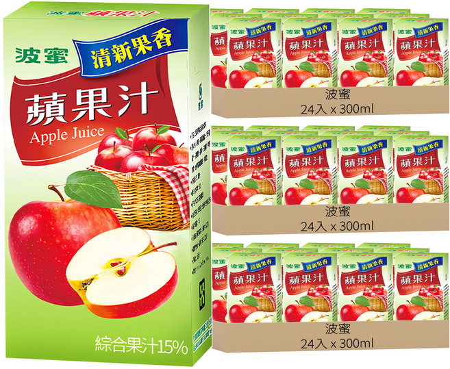 波蜜 蘋果汁, 72入, 300ml