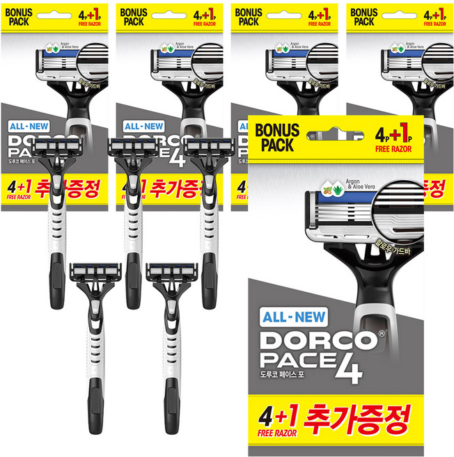 Dorco 全新 Face 4 4 刀片便攜式剃須刀 5 件套白色手柄(家用), 5個, 5件