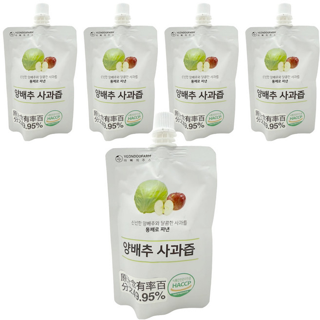 YEONDOOFARM 甘藍菜及蘋果汁, 100ml, 5包