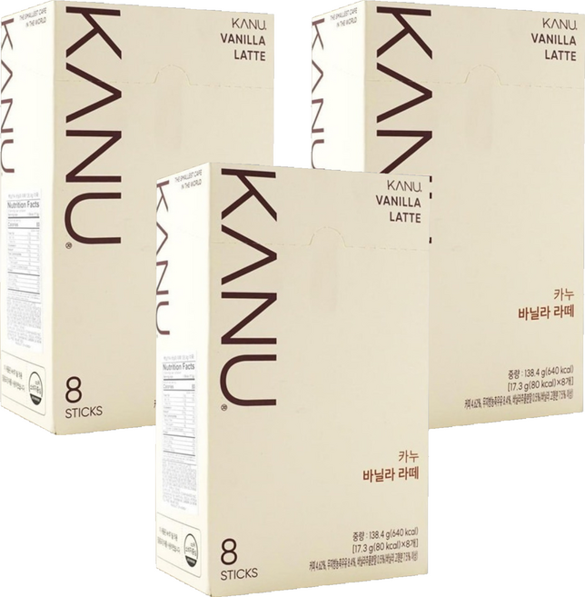 KANU 香草拿鐵咖啡, 17.3g, 8包, 3盒