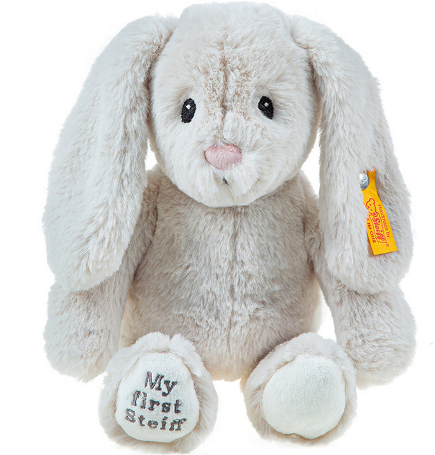 Steiff 德國金耳釦泰迪熊 我的第一隻兔子安撫玩偶 242342, 26cm, 1個, 淺灰色