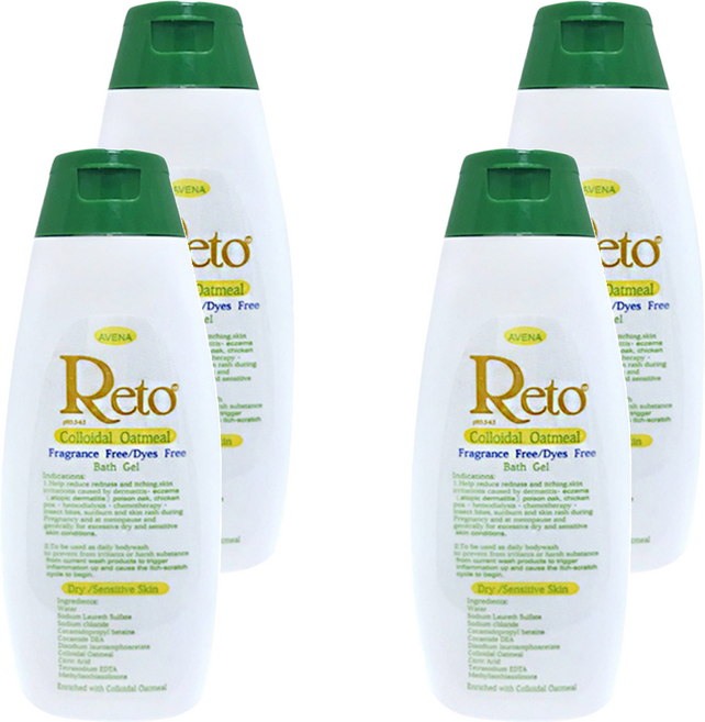Reto 綠原型燕麥膠體浴液 無色素香精, 4瓶, 500ml
