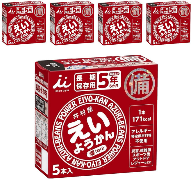imuraya 井村屋 防災用 紅豆羊羹, 300g, 5盒