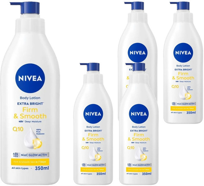 NIVEA 妮維雅 台灣公司貨 亮白彈潤緊膚乳液, 350ml, 5瓶