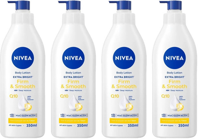 NIVEA 妮維雅 台灣公司貨 亮白彈潤緊膚乳液, 350ml, 4瓶