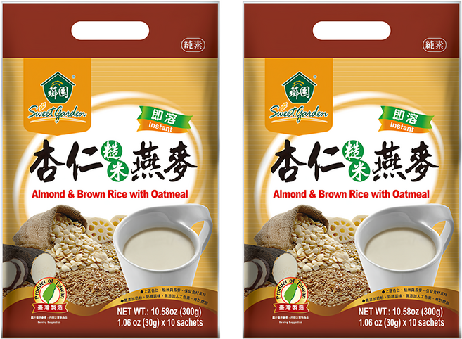 薌園 杏仁糙米燕麥 10入, 300g, 2袋