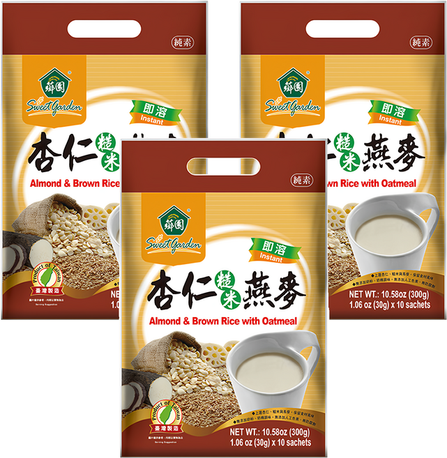 薌園 杏仁糙米燕麥 10入, 300g, 3袋