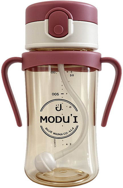 MODU'I BLUEMAMA 幼兒彈蓋PPSU防漏學習杯, 玫瑰粉, 260ml, 1個