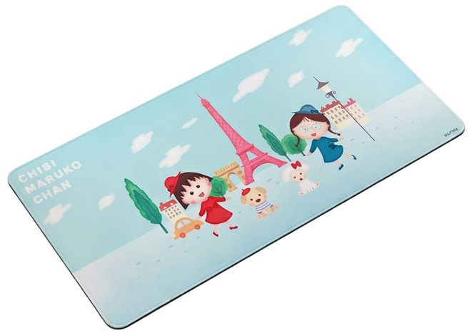 Miravivi 櫻桃小丸子 布面萬用滑鼠墊, 法國 藍色 + 白色, 1個