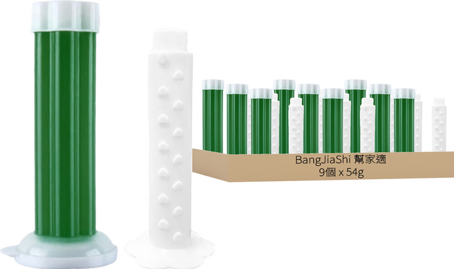 BangJiaShi 幫家適 馬桶除臭凝膠9入組 補充瓶 + 推桿 綠色梔子花, 54g, 1組