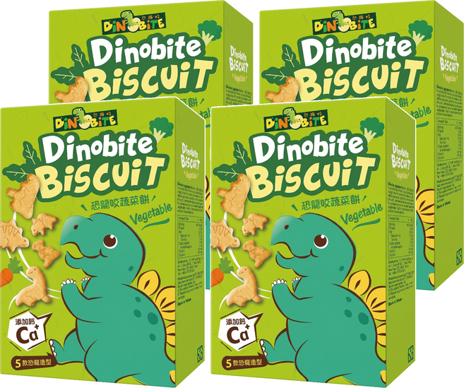 DiNOBiTE 恐龍咬 蔬菜餅 款式隨機, 蔬菜, 60g, 4個