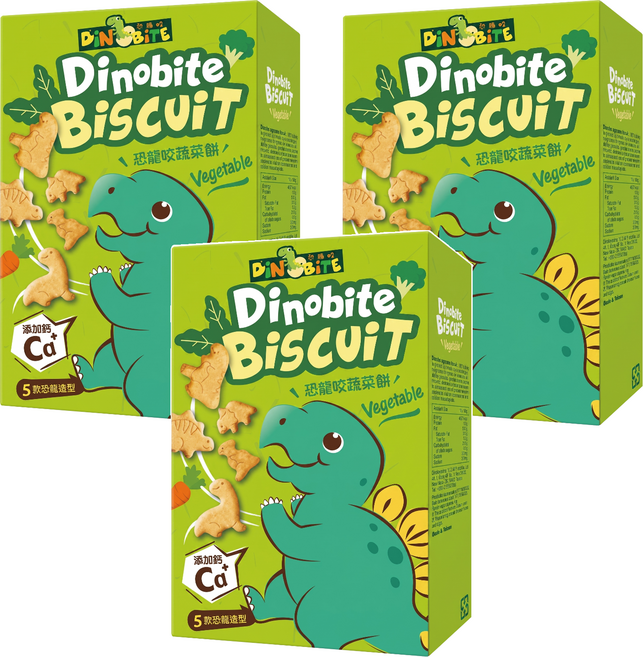 DiNOBiTE 恐龍咬 蔬菜餅 款式隨機, 蔬菜, 60g, 3個