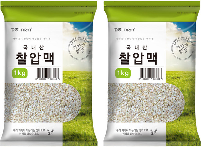 DGFARM 健康餐桌 韓國產糯壓麥, 1kg, 2個