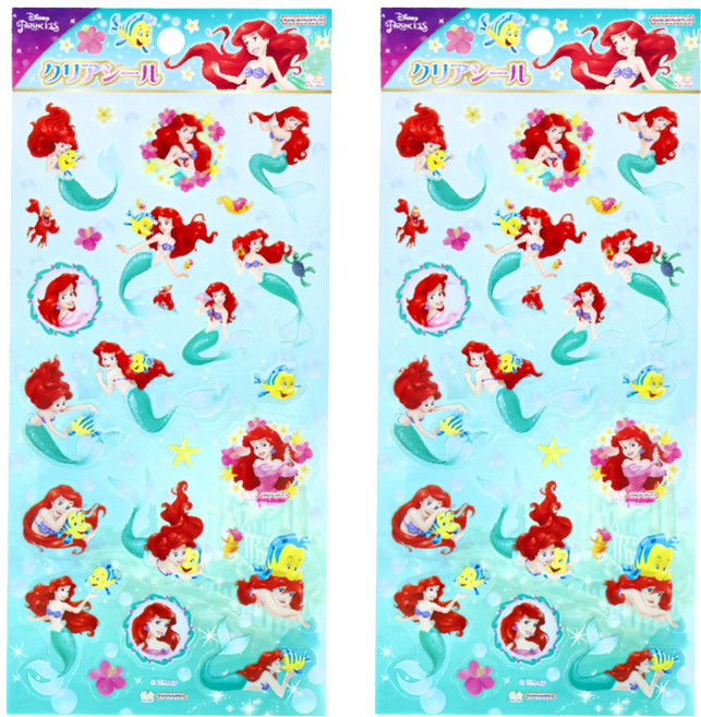 sun-star THE LITTLE MERMAID 迪士尼小美人魚透明貼紙, 2張, 綠色