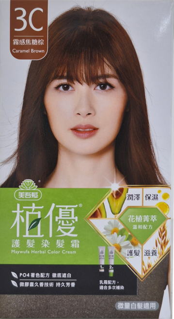 美吾髮植優 護髮染髮霜, 3C霧感焦糖棕, 1盒