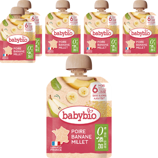 babybio 生機洋梨小米纖果泥, 洋梨 + 香蕉 + 小米, 90g, 6包