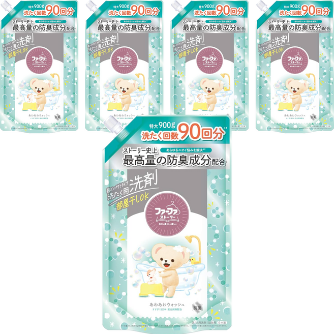 FaFa FREE& 繪本系列 麝香洗衣精補充包, 900g, 5包