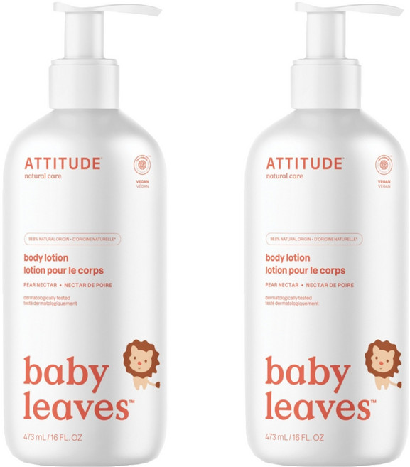 ATTITUDE 艾特優 嬰幼兒身體乳 梨花蜜, 473ml, 2瓶