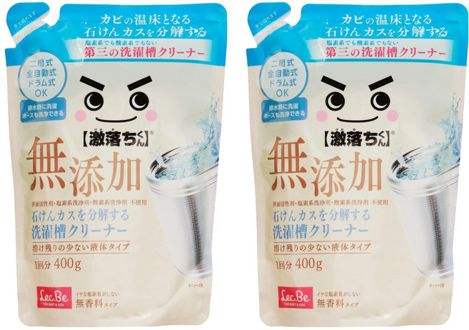 LEC 激落君洗衣槽清潔劑 無添加強力分解皂垢用, 2包, 400g