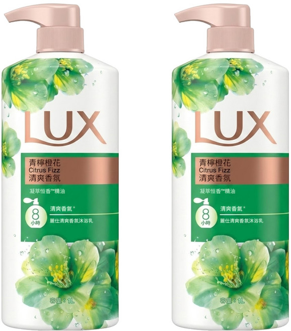 LUX 麗仕 清爽香氛沐浴乳 青檸橙花, 1L, 2瓶