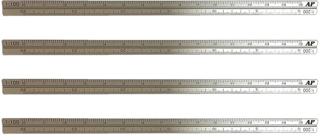 AP. 普思 細軸鋁製比例尺 雷雕刻度 I0107-S, 銀色, 4支