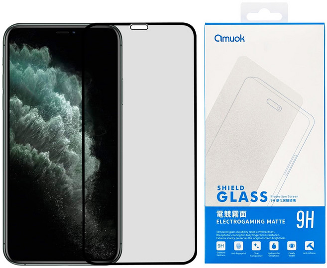 amuok 艾默克 智慧型手機 滿版 螢幕保護貼 iPhone 11 Pro Max / XS Max 霧面 9H硬度 1個