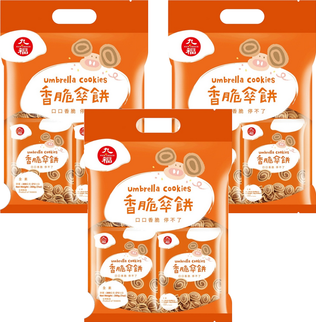九福 香脆傘餅 全素, 200g, 3袋