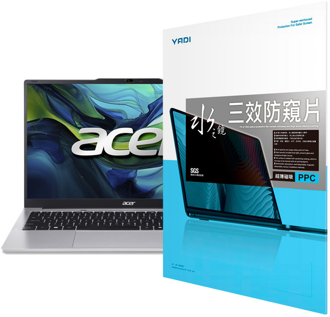 YADI 亞第 獨特磁吸 16 : 9 水之鏡防窺片 Acer Aspire Lite AL15 71P 54V5專用 PF4PPC-W156 15.6吋, 透明色, 1個