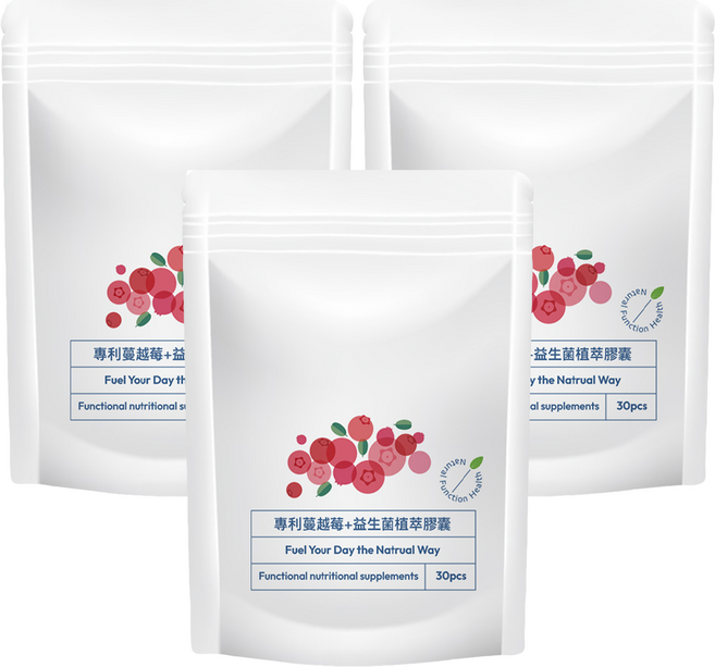 專利蔓越莓 + 益生菌植萃膠囊 400mg, 3個, 30顆
