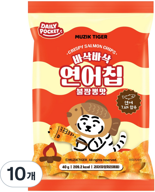 無職老虎 酥脆鮭魚片 辣海鮮麵風味, 10個, 40g