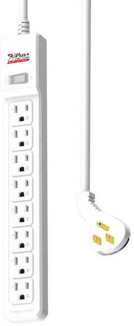 iPlus 保護傘 1切8座安全延長線組 3孔 PU-3188, 2.7m, 白色, 1組