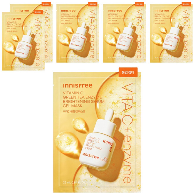 INNISFREE 台灣公司貨 維他命C淨亮精華果凍面膜, 6個, 1個裝
