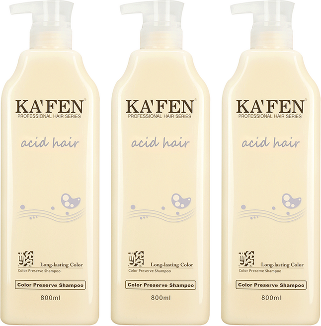 KA'FEN 卡氛 亞希朵酸性蛋白護色洗髮精, 800ml, 3瓶